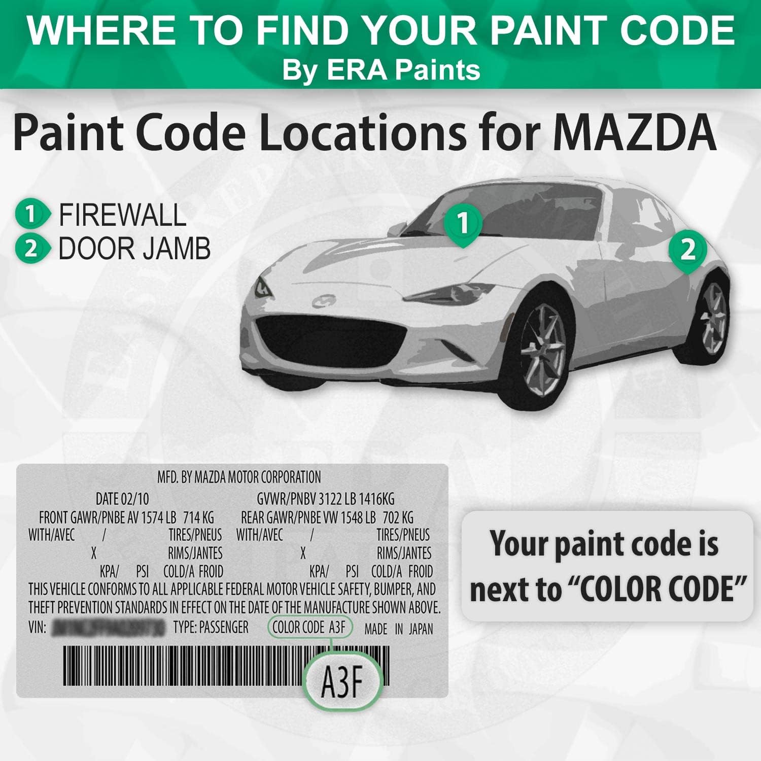 ERA Paints A4A - True Red for MAZDA Exact Match Automotive Touch Up Paint Spray - 2K Pro Kit