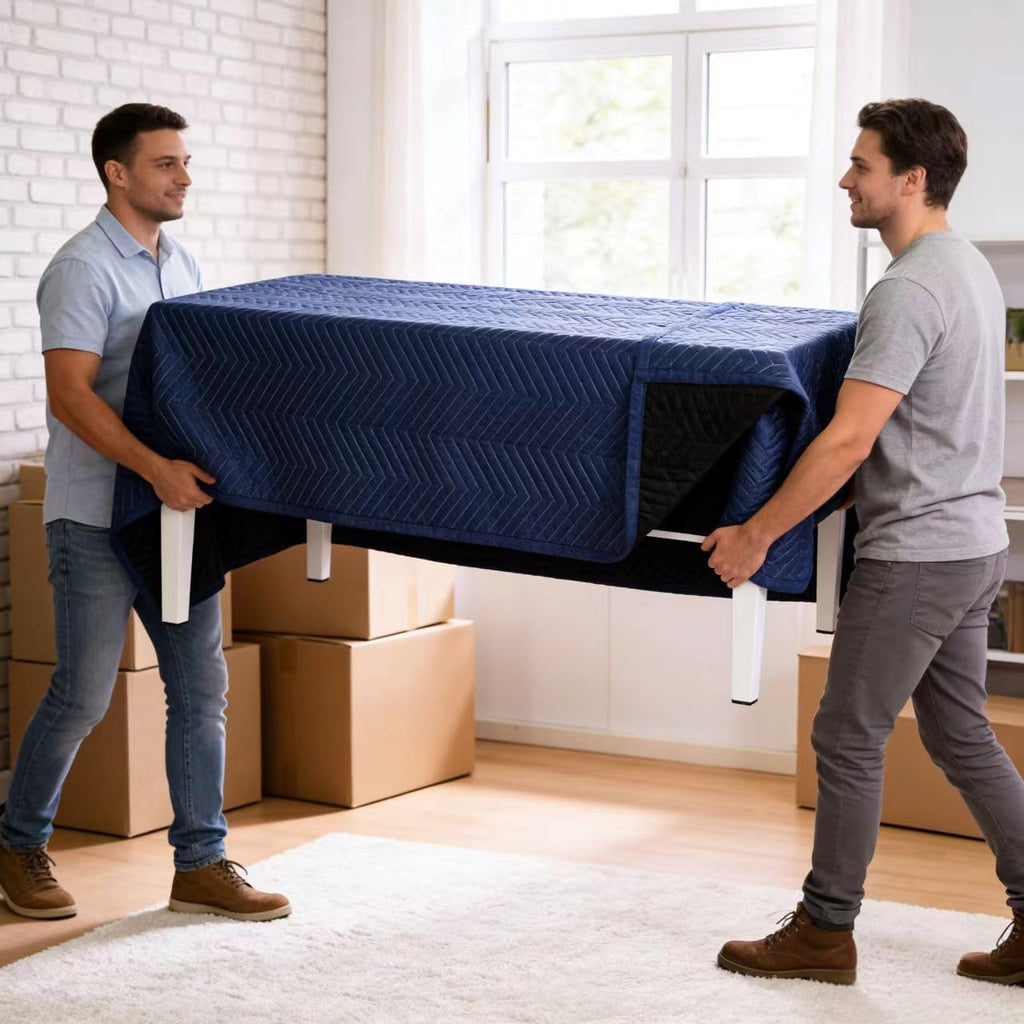 ZENY Moving Blankets 12 Pack, Heavy Duty 35 lb/dz, Quilted Furniture Pads Large 80x72 Inches for Moving and Storage (24, Dark Blue)