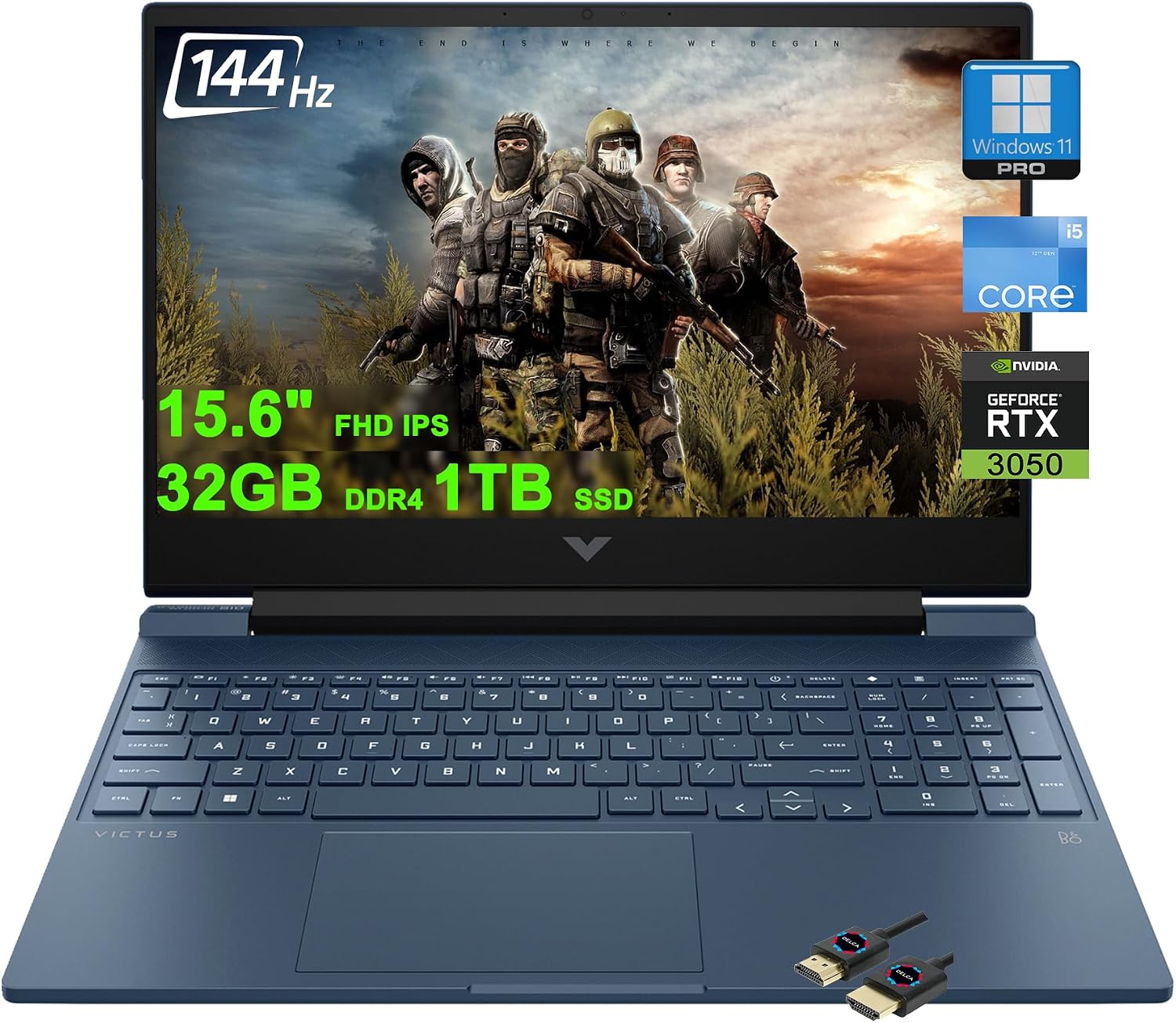 HP Victus 15 Gaming Laptop | 15.6' FHD IPS Anti-Glare 144Hz | Intel 8-core i5-12450H (>i7-11800H) | 32GB DDR4 1TB SSD | GeForce RTX 3050 | Backlit B&O Fast Charge Win11Pro w/DLCA Accessory