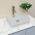 Sarlai Bathroom Vessel Sink Tempered Glass Bowl Vessel Sink with Pop-up Drain Combo 17-1/2x13 Inch Diamond Rectangular Countertop Bathroom Sink Basin
