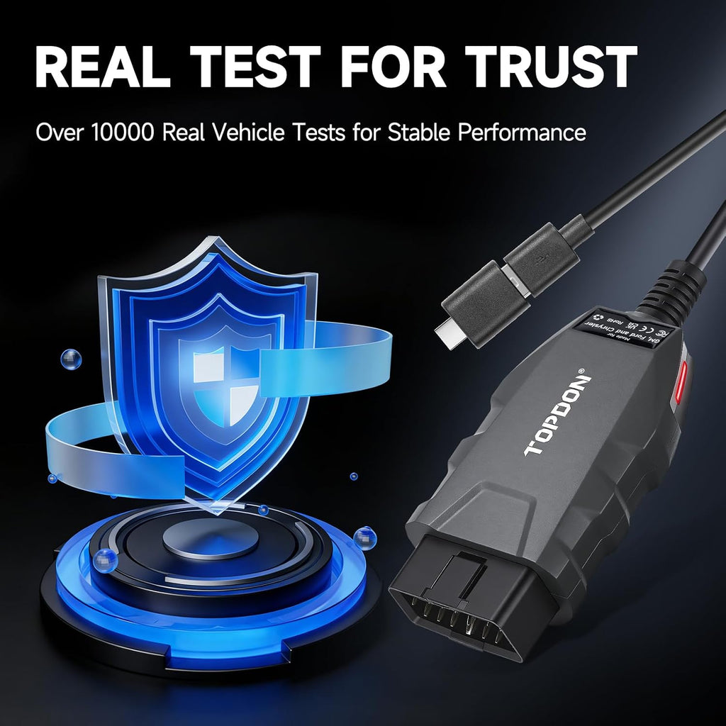 TOPDON 3-in-1 USB OBD2 Adapter for FORScan, High-Speed Enhanced J2534 VCI for GM/Ford/Chrysler, J2534 Pass-Thru OEM Functions and Diagnostic Tool, for J2534/CAN FD, RLink X3, No OE Software Provided
