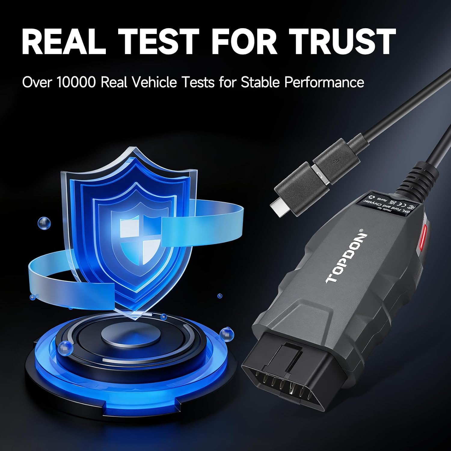 TOPDON 3-in-1 USB OBD2 Adapter for FORScan, High-Speed Enhanced J2534 VCI for GM/Ford/Chrysler, J2534 Pass-Thru OEM Functions and Diagnostic Tool, for J2534/CAN FD, RLink X3, No OE Software Provided