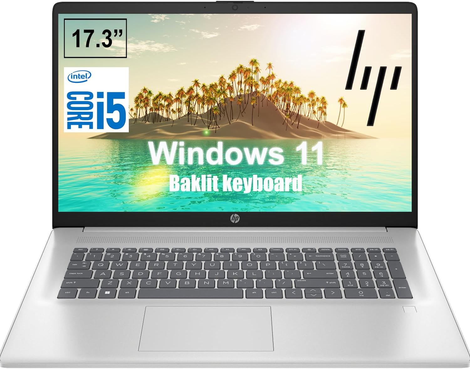 HP 17.3 Inch Laptop | Backlit Keyboard, Fingerprint Reader | Intel Core i5-1334U (10 Cores, up to 4.6GHz) | 64GB RAM, 4TB SSD, Windows 11 Home | WiFi 6 | Natural Silver | Iris Xe Graphics
