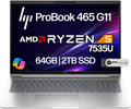 HP ProBook 465 460 G11 Business Laptop 16' FHD+ Display, AMD Ryzen 5 7535U, 64GB DDR5 RAM, 2TB NVMe, Wi-Fi 6E, RJ-45, Webcam, Backlit Keyboard, Win 11 Pro - Pike Silver Plastic