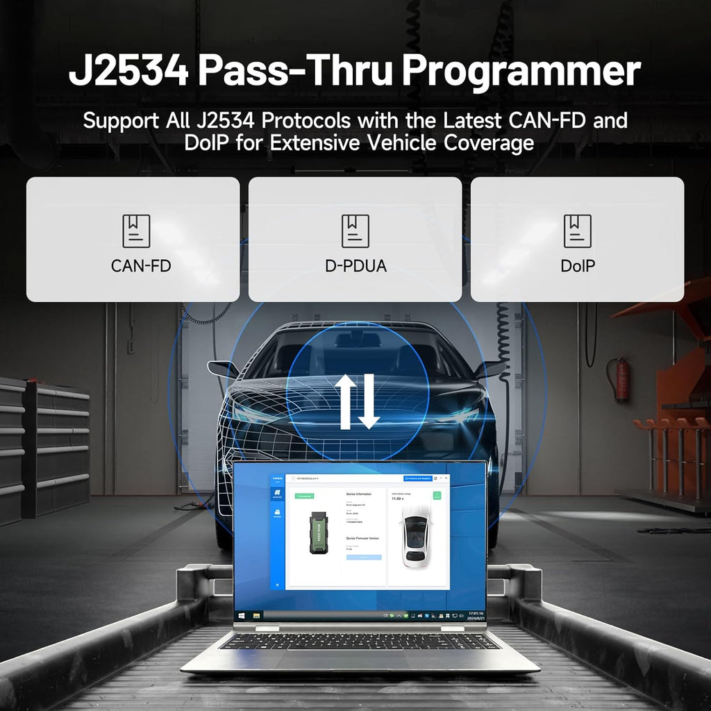 TOPDON RLink J2534 Pass-Thru Programmer, OEM Reprogramming and Diagnostic Tool, Enhanced J2534 VCI, Supports J2534/D-PDU/CAN-FD/DoIP, Compatible with 18+ Vehicle Brands, No OE Software Provided