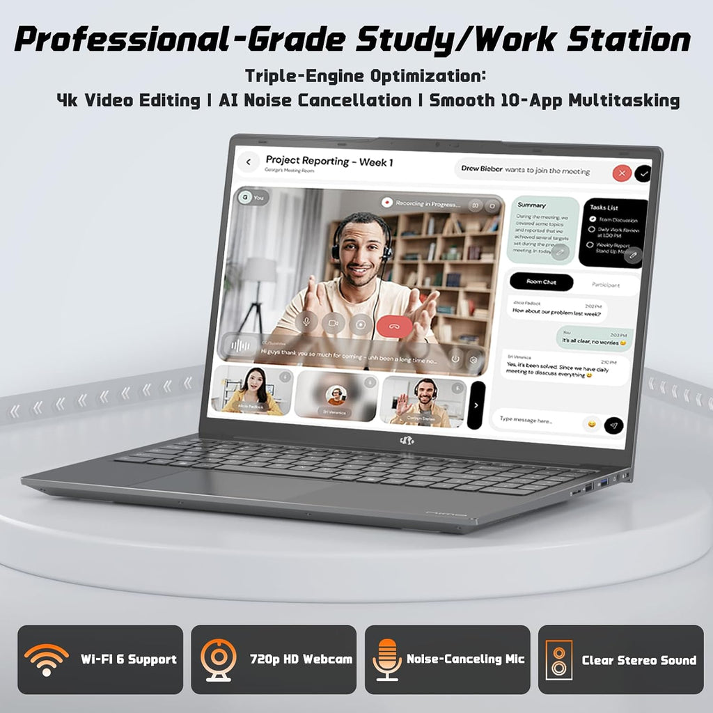NIMO 17.3' IPS FHD-Student-Laptop- 16GB RAM 256GB SSD, Intel Pentium 4 Cores N100(Beat i3-1115G4, Up to 3.4GHz) Computer with 65W Type-C 2 Years Warranty Fingerprint Backlit Keyboard Wi-Fi 6 BT5.2