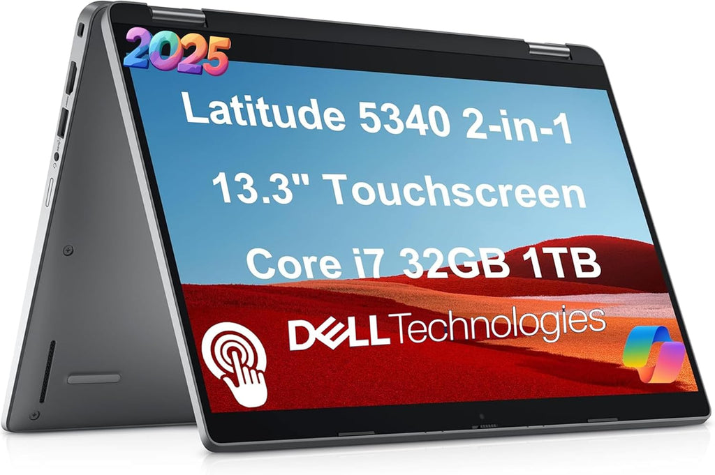 Dell Latitude 5340 2-in-1 Business Laptop (13.3' FHD Touchscreen, Intel Core i7-1365U vPro, 32GB DDR5 RAM, 1TB SSD) Backlit, 1080p Webcam, 2 x Thunderbolt 4, Latitude 5000, Win 11 Pro w/ Copilot, Gray