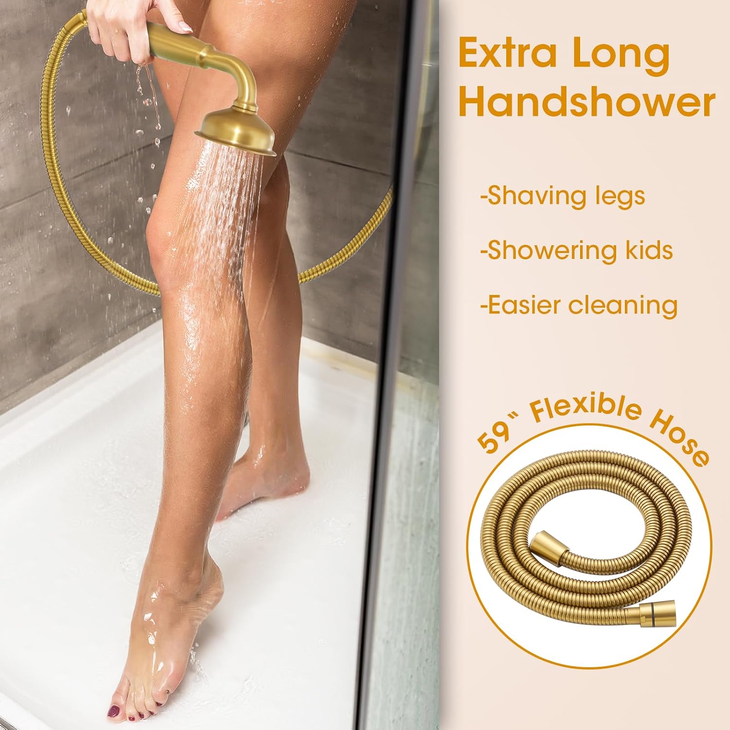 Rainfall Shower Head with Handheld Combo, Brushed Gold Shower System with Balance Pressure Valve, 9 inch Shower Head and Faucet Set, Rain Shower Head with Handheld Spray Wall Mount(B2312-BG)