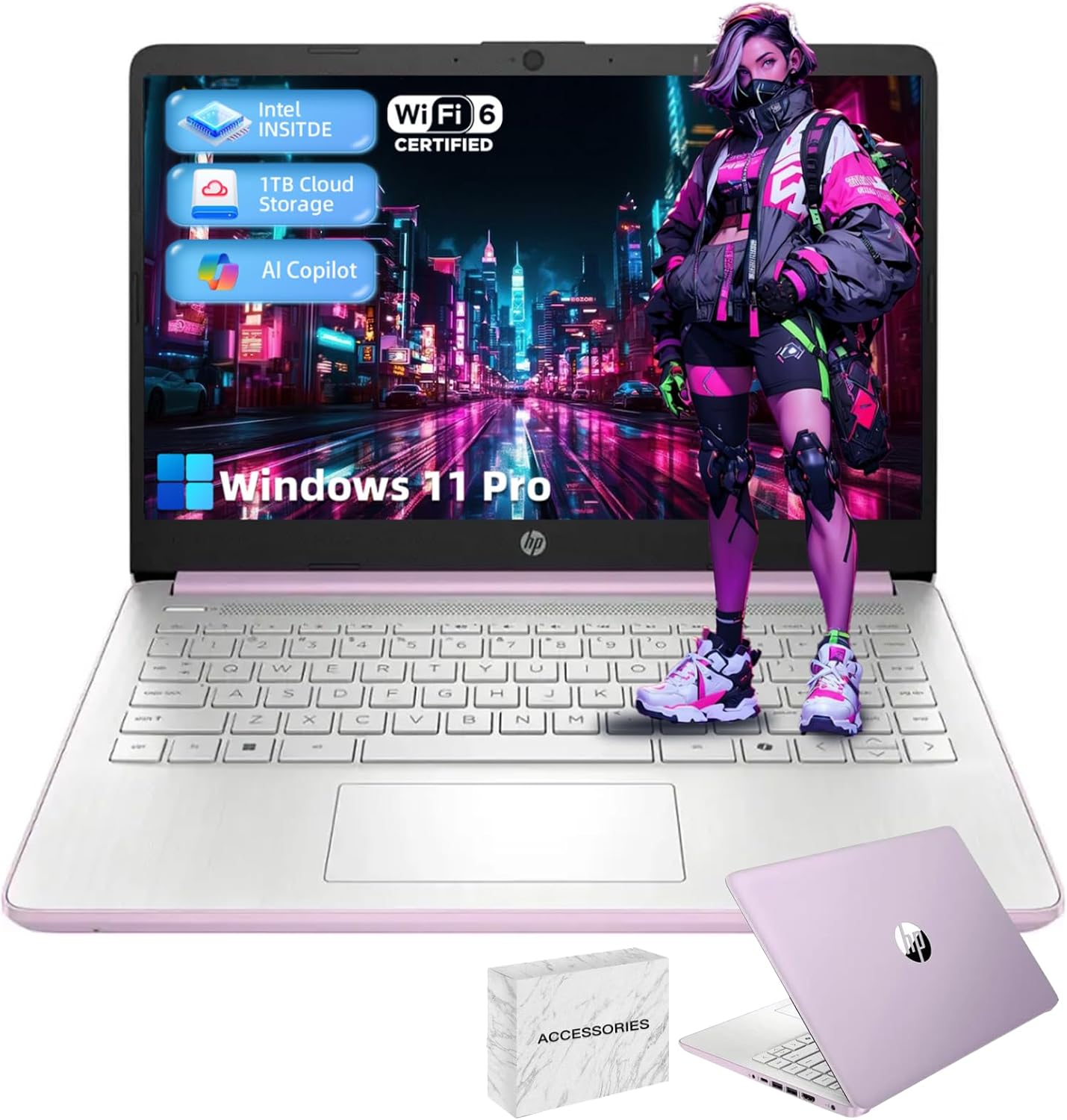 HP Student Business Laptop Computer - Intel N150 Processor, 16GB RAM, 384GB Storage (128GB UFS+256GB MSD), Microsoft Office Lifetime, Copilot AI, 1TB Cloud Storage, AI Powered, Lavender