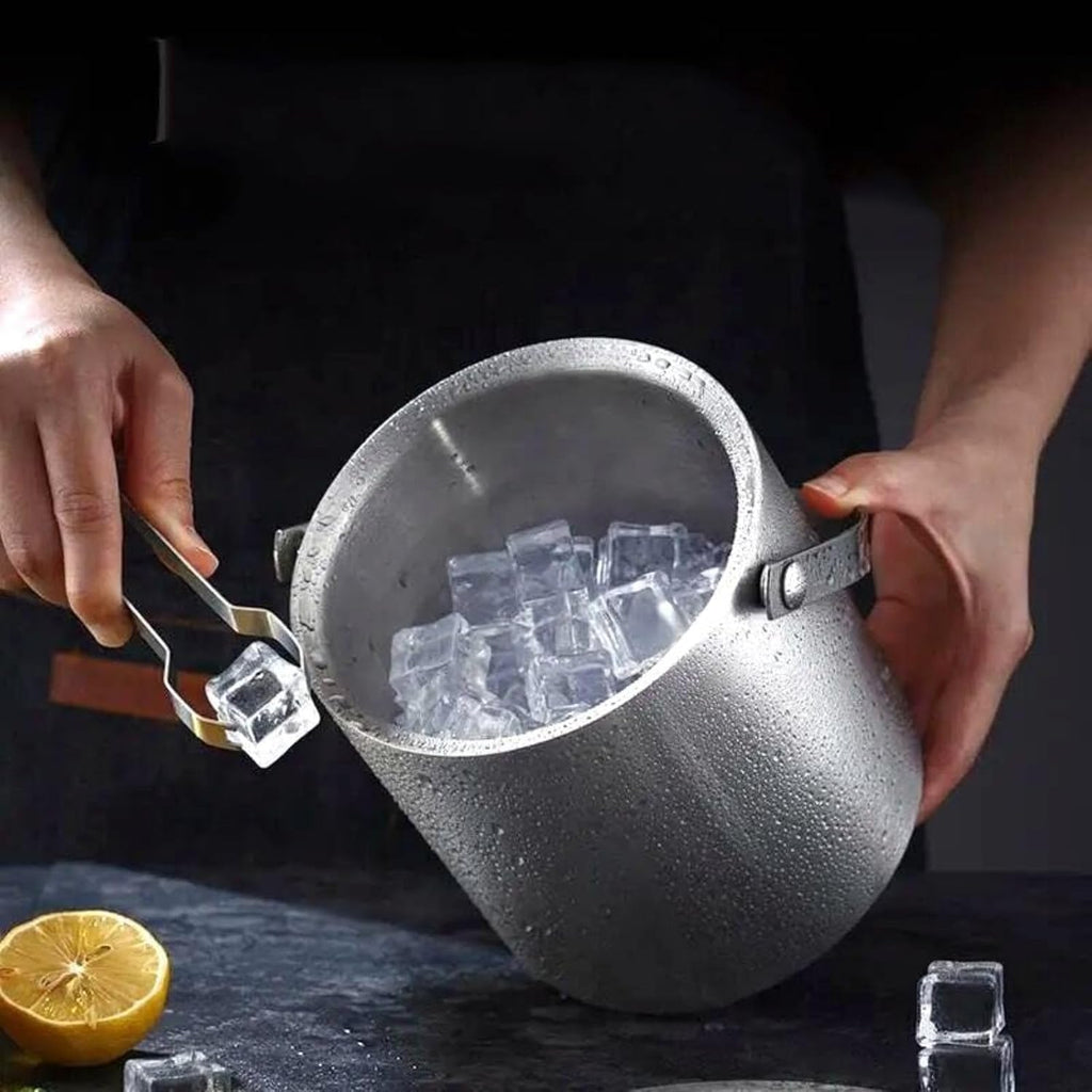 Stainless Steel Ice Bucket with Cold Insulation and Lid KTV Bar Red Wine and Beer Chilled Bucket,2L