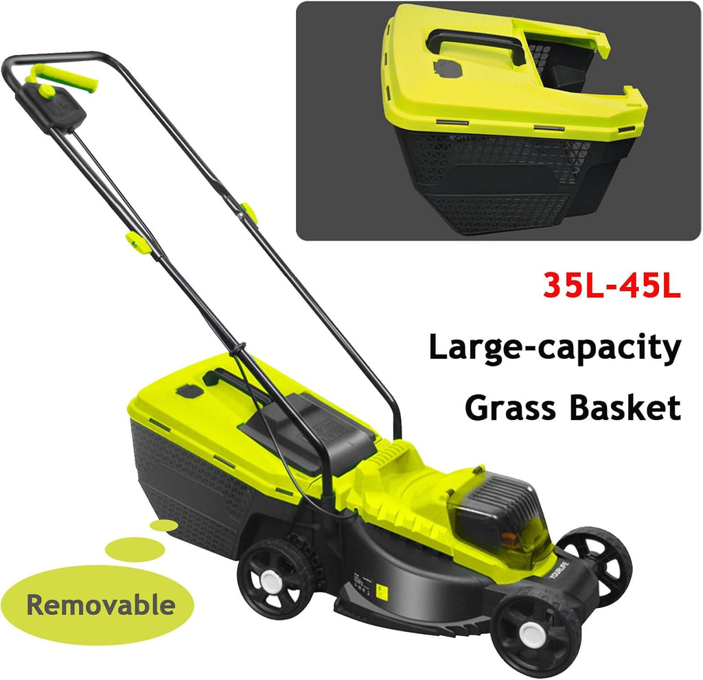 Electric Lawn Mower, Self-Propelled Cordless Lawnmower with 2 * 4.0Ah Lithium Battery & Grass Collection Basket, 3 Heights Adjustment, Push Mower for Yard & Garden