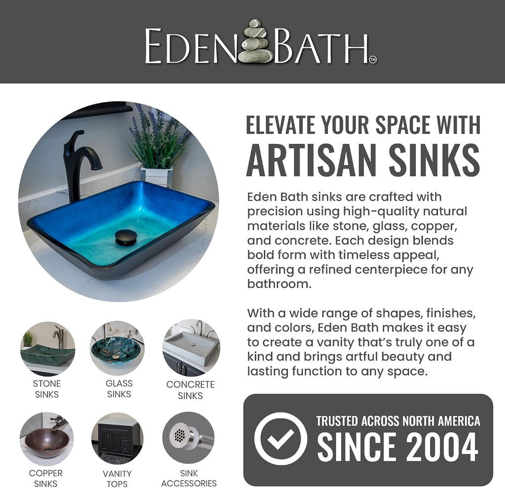 Eden Bath Silver & Black Squares Round Glass Sink Bowl Bathroom Vessel Sink for Vanity Top