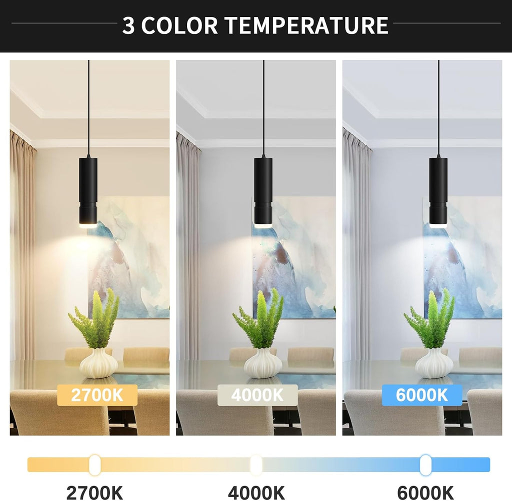 OKELI Pendant Lights, Modern Black Pendant Lights Fixture,3-CCT Unique Adjustable Focus LED Pendant Lighting for Kitchen Island,20W,2700/4000k/6000K, ETL(3Pack)