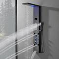 Black Shower Panel Tower System, LED Light Shower Tower with Large Area Body Jet Massage Shower Fixtures with LCD Temperature Display, Adjustable Body Jets Tub Spout Hand Shower, Black