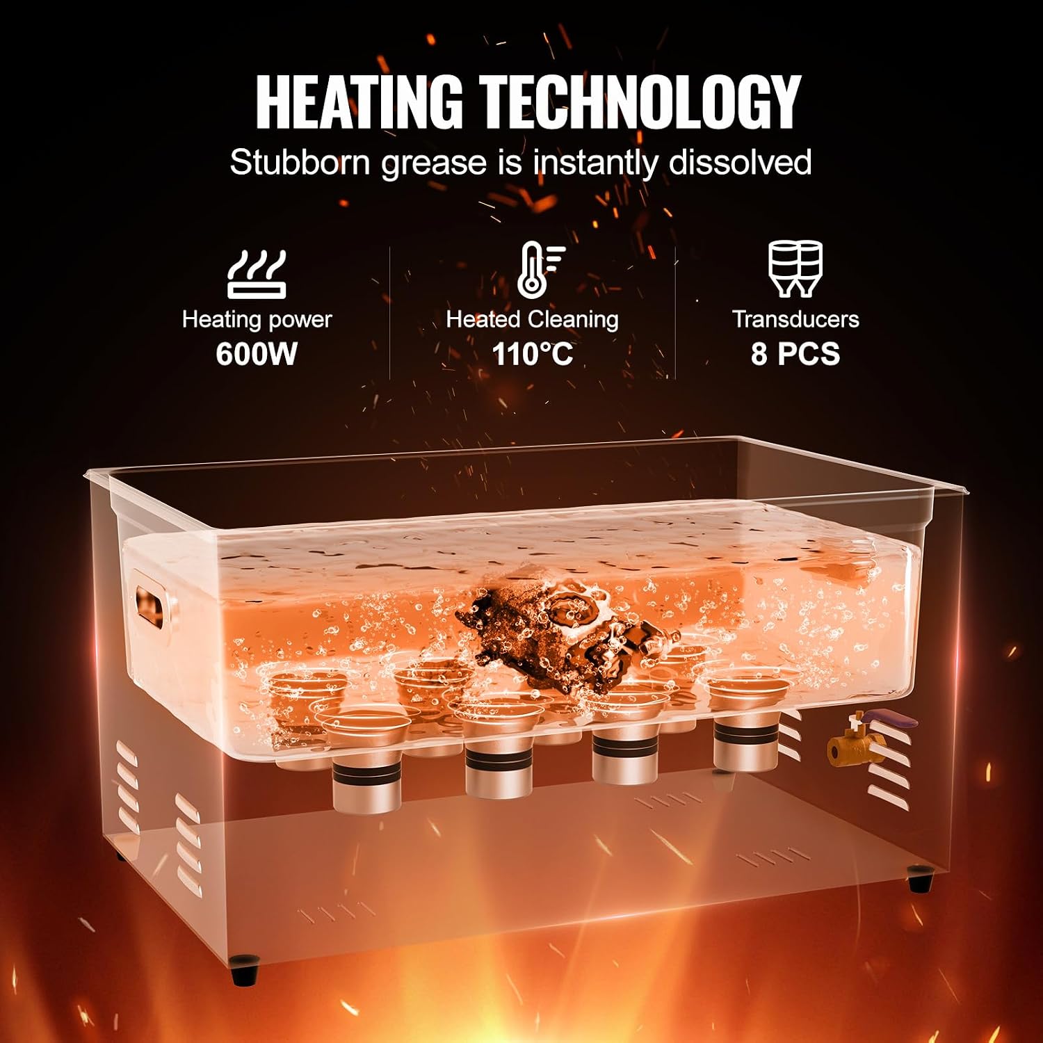 VEVOR 22L Sonic Cleaner with Heater Timer & Basket, Professional Digital Sonic Cavitation Machine, 480W Cleaning Machine for Lab Tools, Metal Parts, Carburetor, Brass, Auto Parts, Engine Parts
