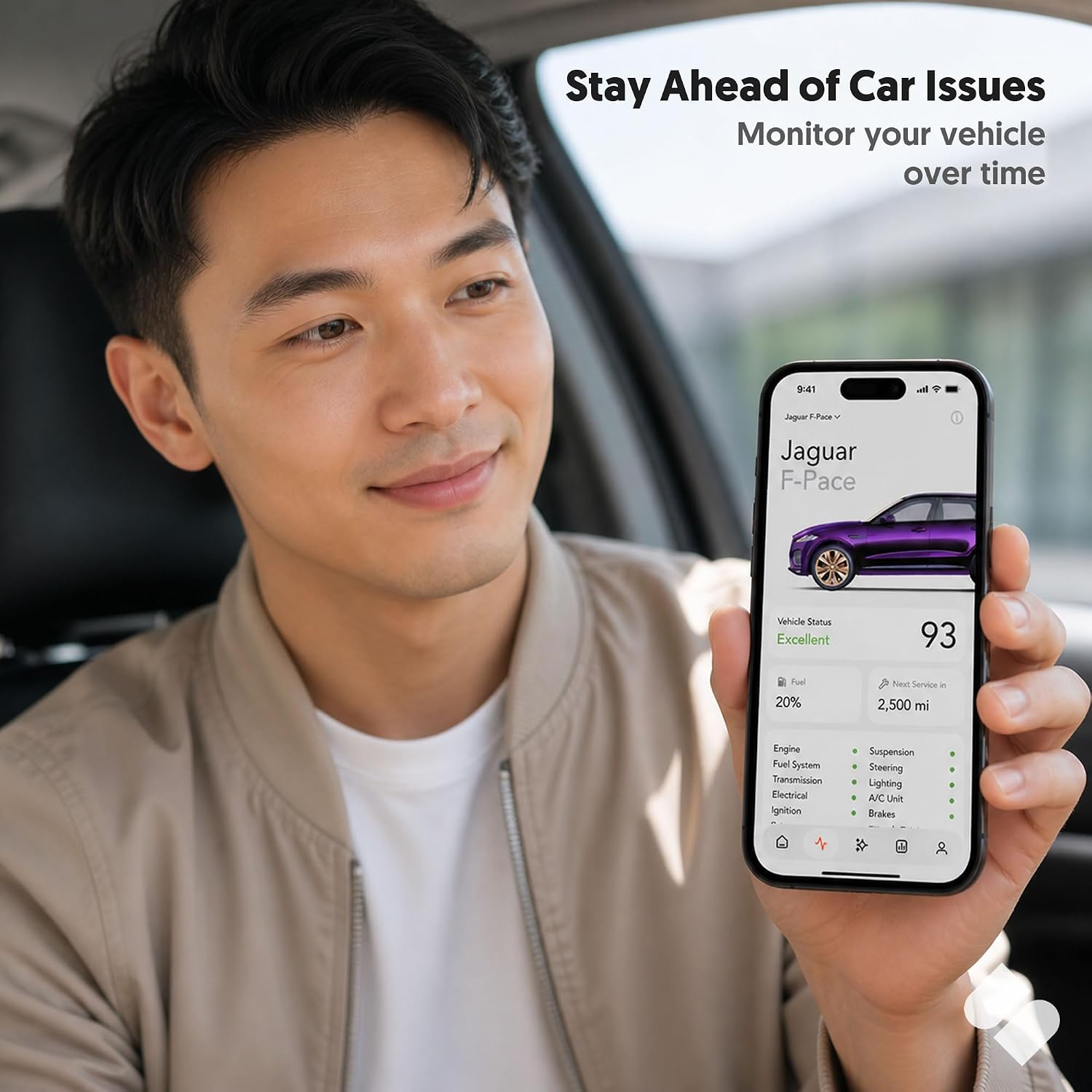 OBD2 Scanner for iPhone/iOS, Bluetooth Vehicle Diagnostics, No Subscription | Vehicle Insights with plain-English diagnostics, repair estimates, recall alerts, title history and vehicle health reports