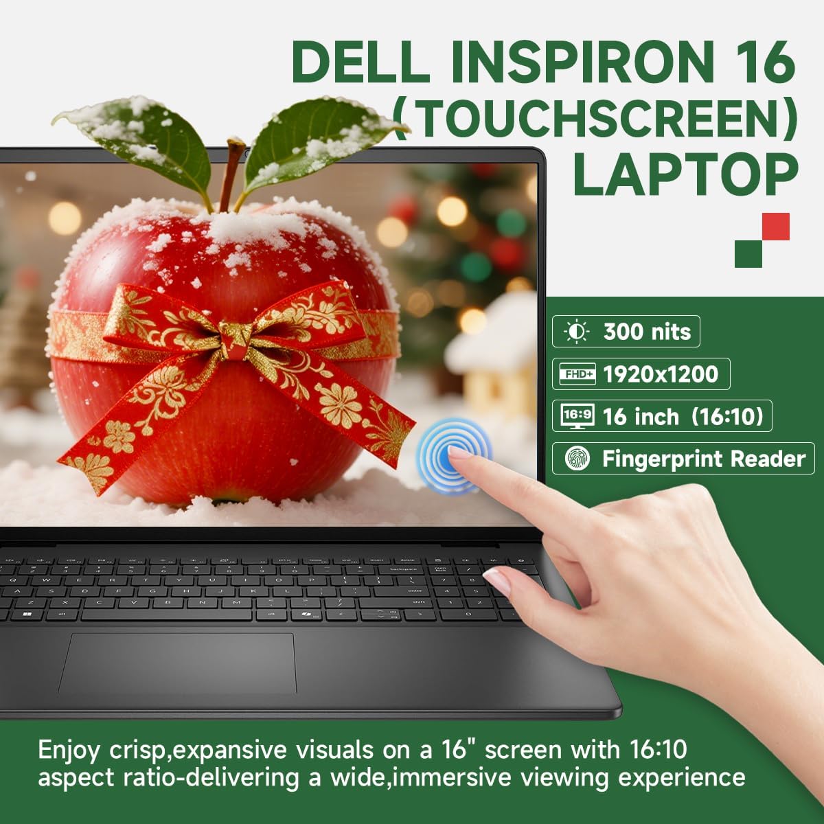 Dell 16 Touchscreen Laptop Computer - Intel 10-Core 7 150U (up to 5.4 GHz), 32 GB DDR5 RAM, 2 TB SSD, 16' FHD+ Touch Display, Backlit KB, Wi-Fi 6, Copilot AI, Windows 11 Pro, Black