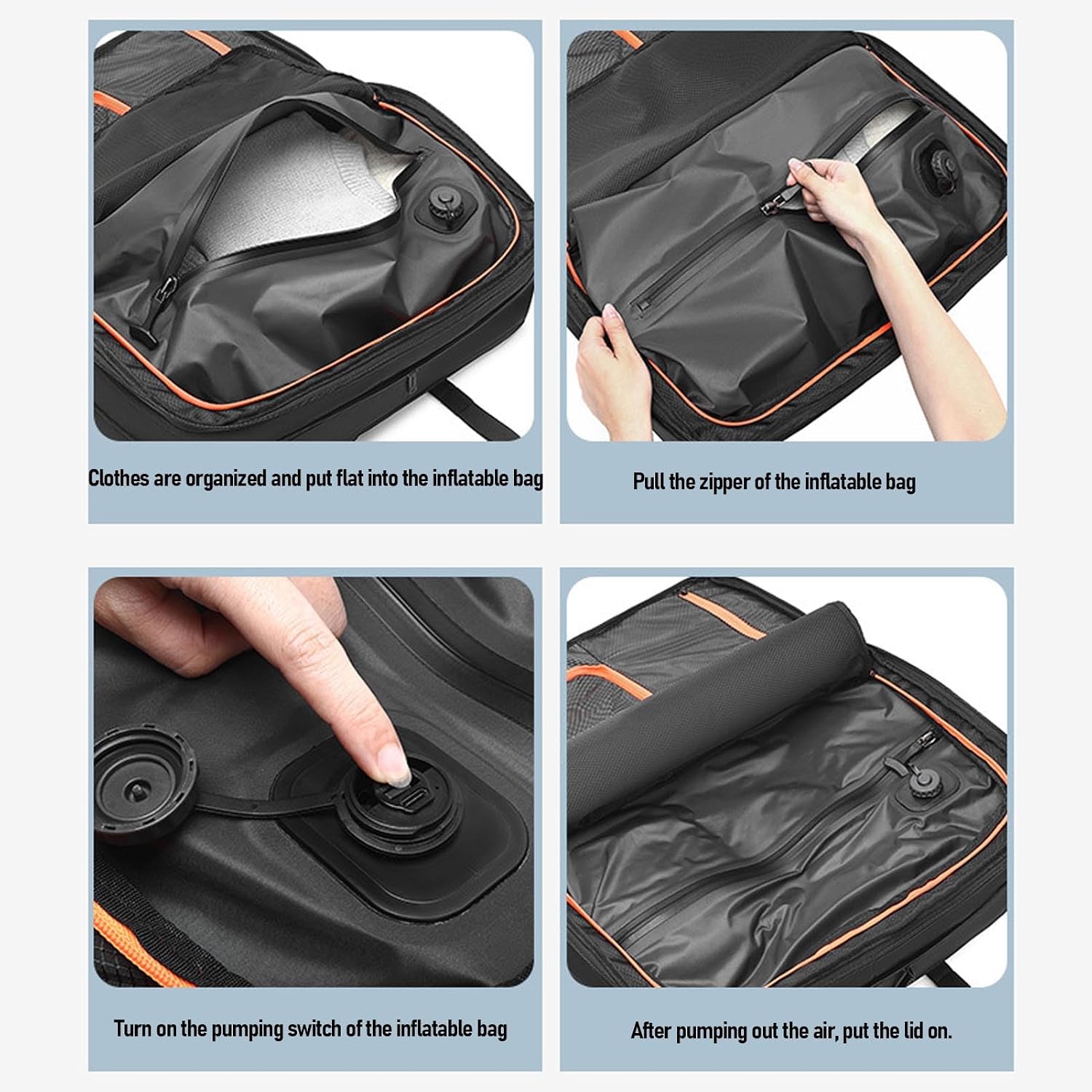 Vacuum Laptop Storage Backpack, Air Pump Vacuum Seal Compression Space Saver Bags, 40L Capacity, Extra Large Travel Backpacks, for Men & Women (Black).