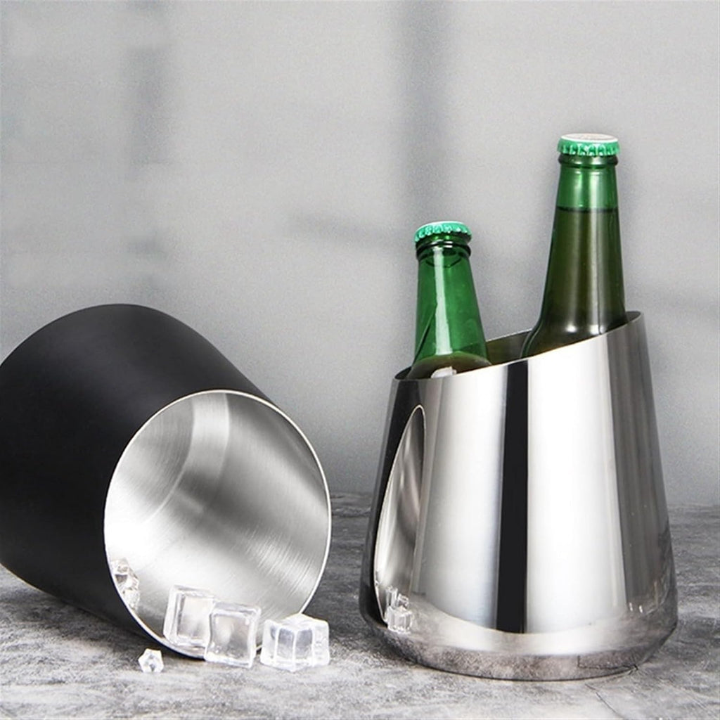 Portable Stainless Steel Ice Bucket Champagne Red Wine Bar KTV Home Beer Small Decorative Ornaments Party