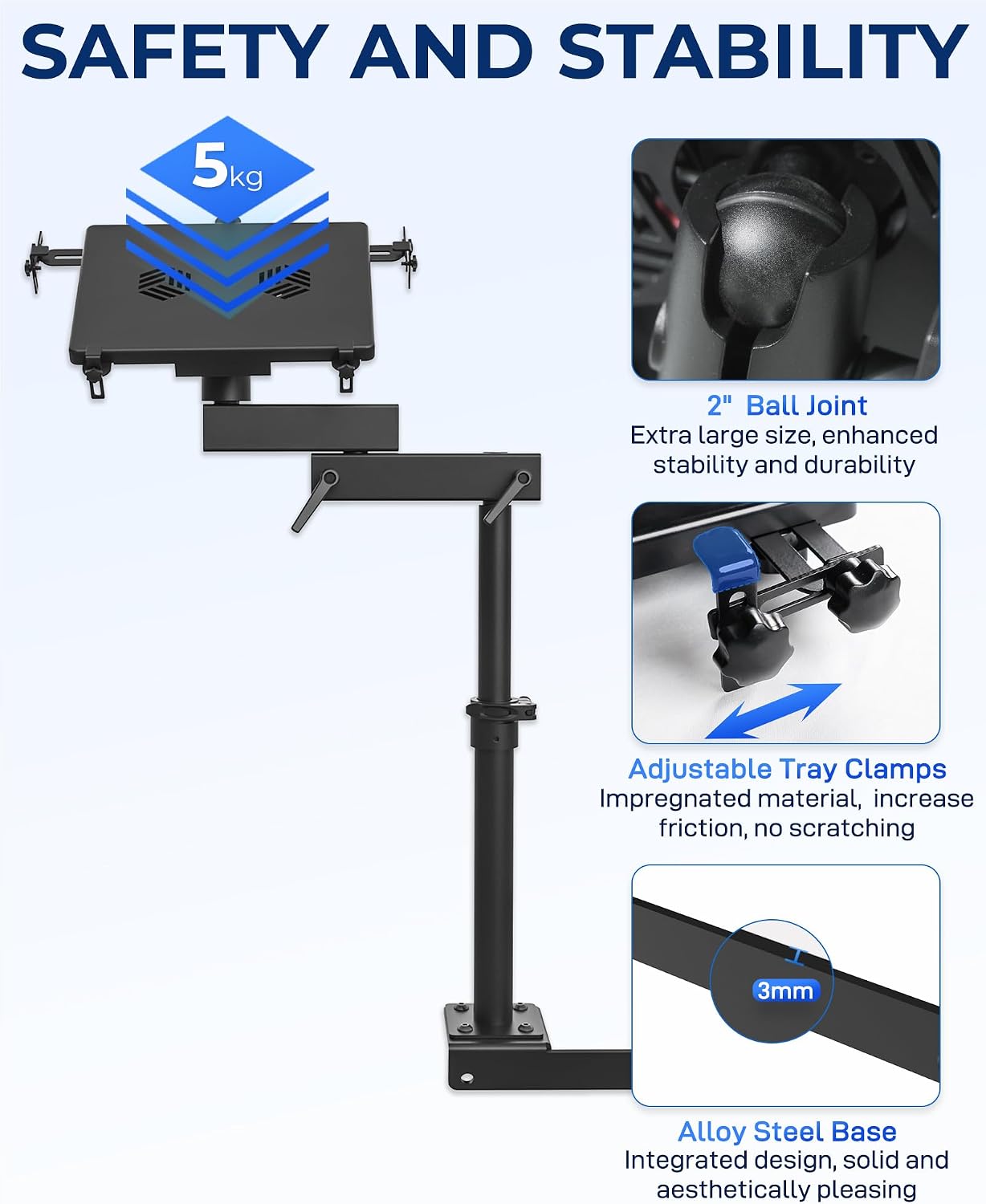 Truck Laptop Mount Fit for 2012-2025 Dodge Ram 1500 2500 3500 4500 5500, No-Drill Vehicle Computer Mount for Truck