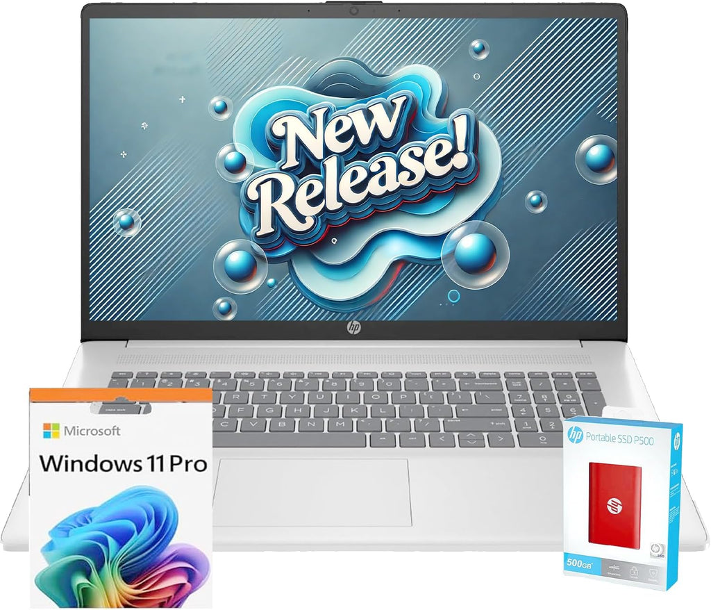 HP 2025 New 17 inch Touchscreen Laptop Computer • 64GB RAM • 2.5TB SSD (2TB PCIe SSD withHP P500 512GB Portable SSD) • AMD Ryzen 5 7530U Processor • Windows 11 Pro with Microsoft Office