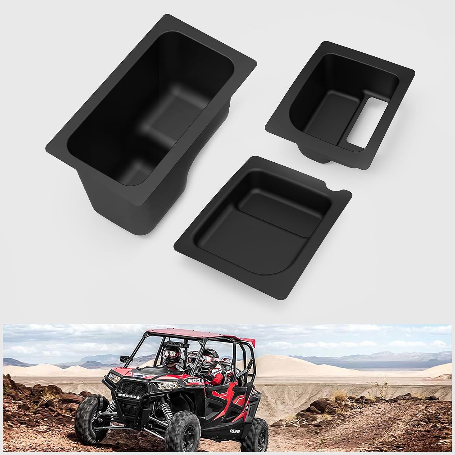 A & UTV PRO Bin Set Under Seat Storage Box for 2015-2021 Polaris Ranger 500/570 Mid-Size Accessories Tool Box Organizer Fits 50 inch Wide, 3PCS