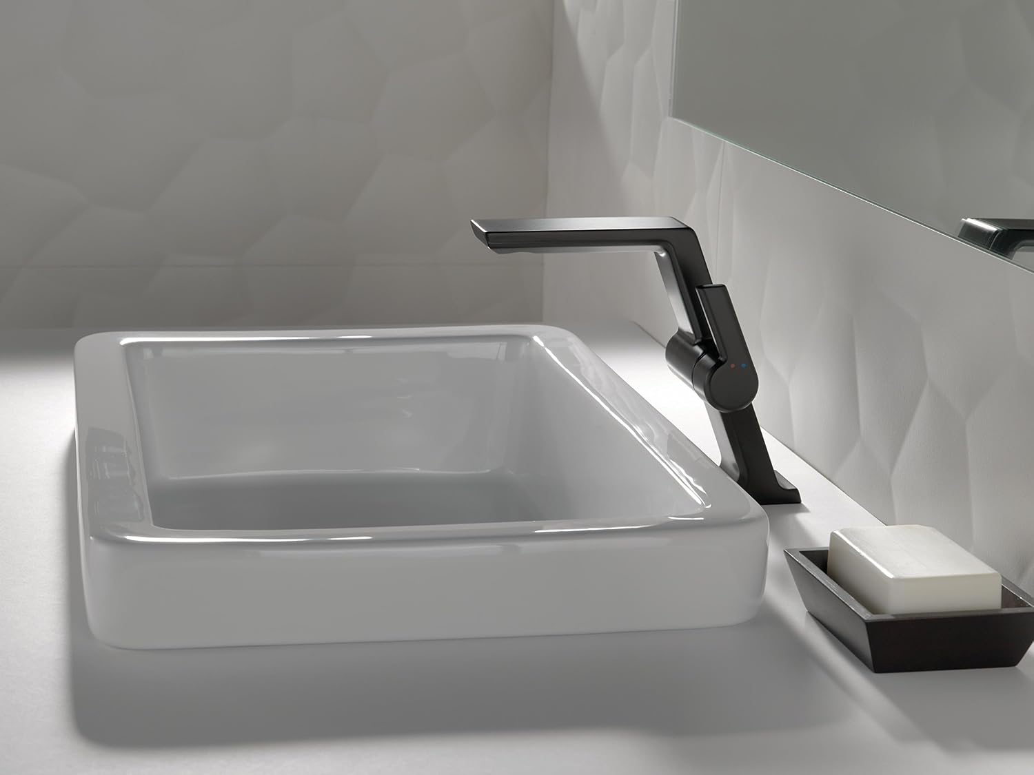Delta Faucet 699-BL-DST Pivotal Sing. Hndl Mid-Height Vessel Lav. Faucet Black