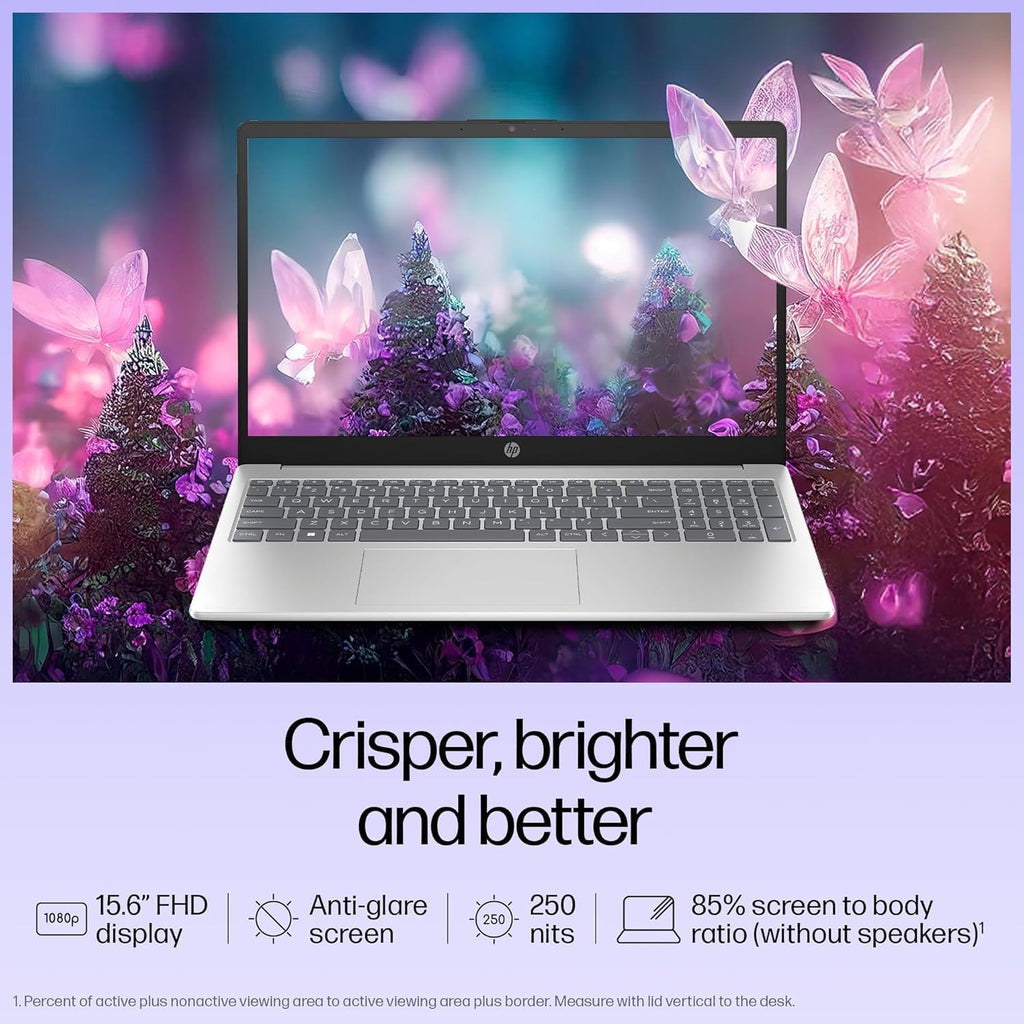 HP Pavilion 15' 2026 AI-Ready Laptop, Intel 4-Core N100, 8GB RAM, 256GB SSD, FHD Display, Numeric Keypad, Long Battery, Lightweight, Microsoft Office 365, Platinum White, Windows 11 Home, Type C RJ45