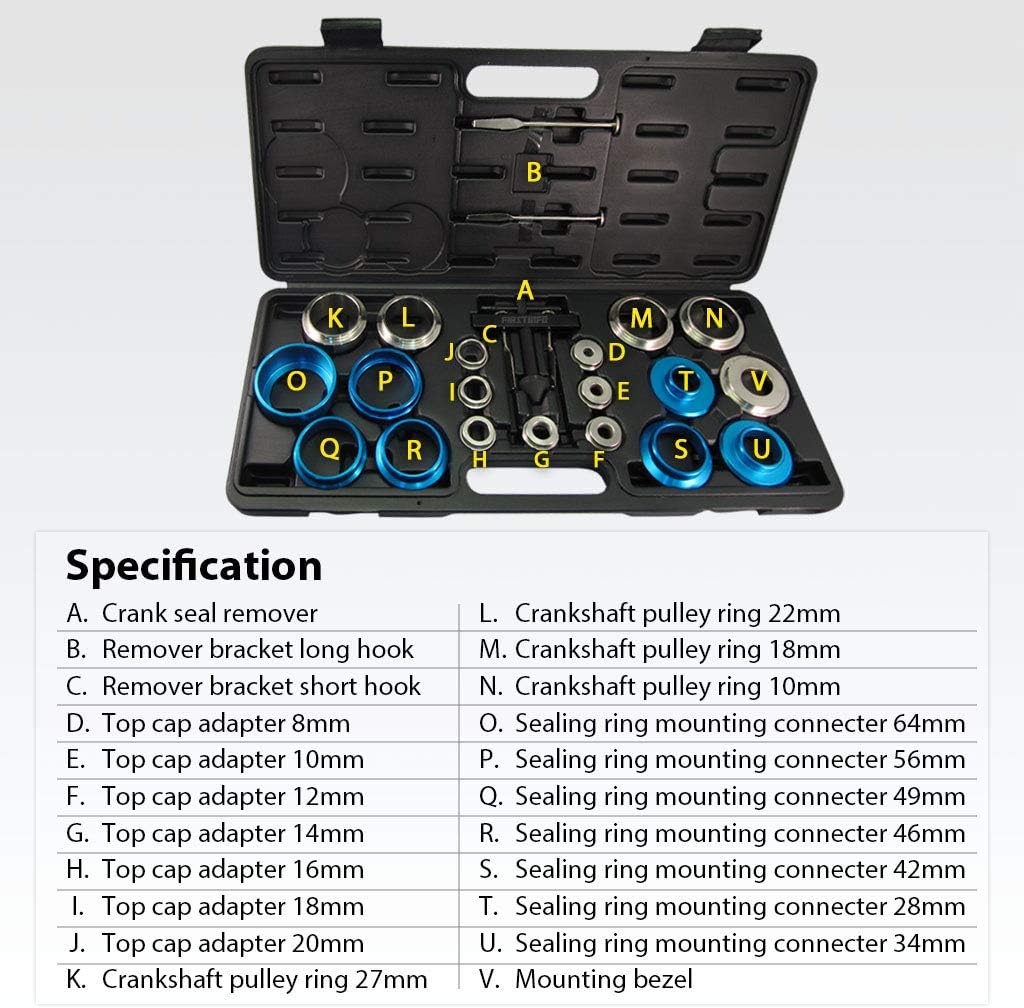 FIRSTINFO F3281L Crankshaft and Camshaft Bearing Removal and Installation Kit, Crank and Cam Seal Service Tool Kit