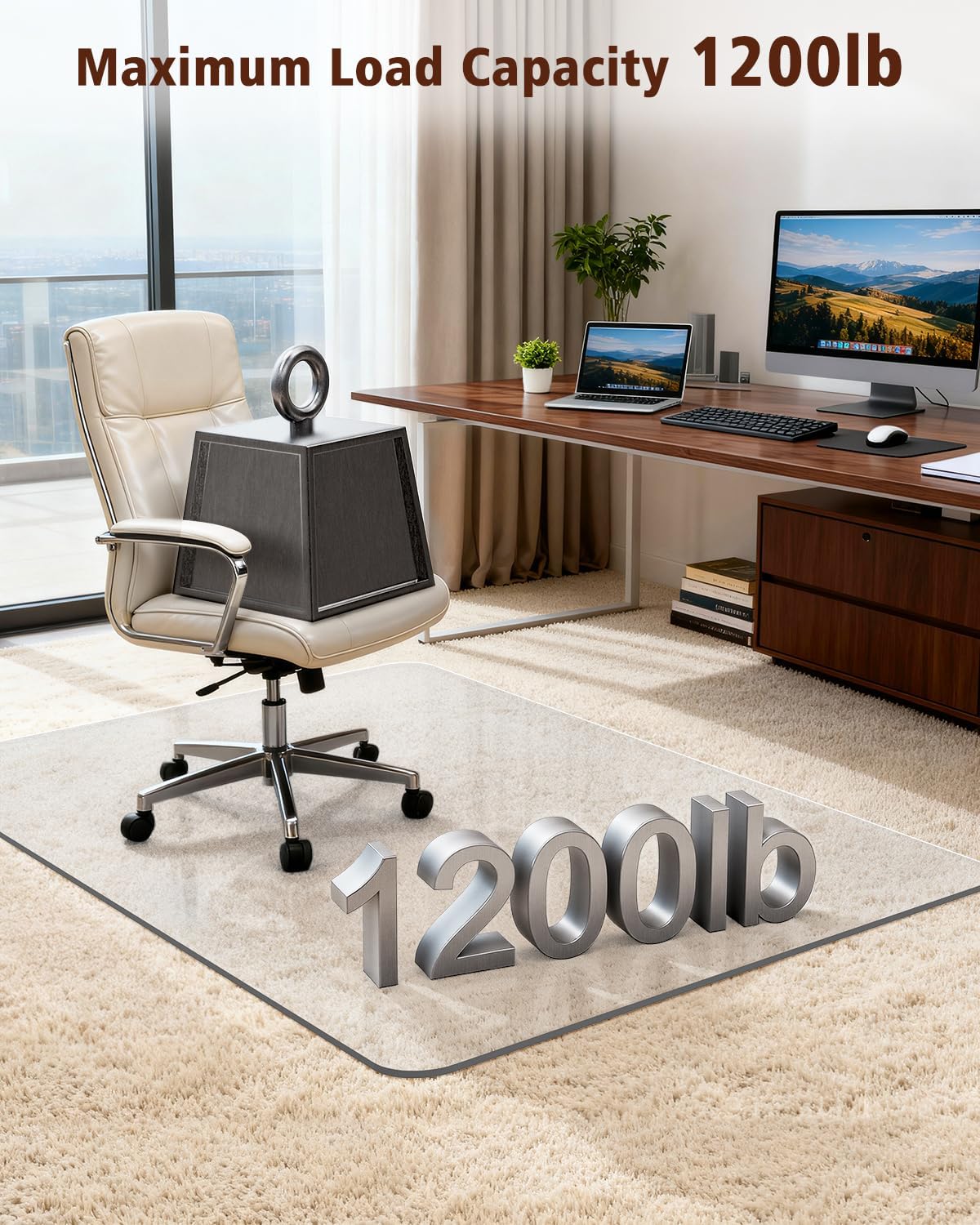 Soimeat Hard Frosted Office Chair Mat for High Pile Carpet and Hardwood Floor, 45' x 53' Anti-Slip Computer Rolling Chair Mat, Heavy Duty Chair Pad Under Desk Carpeted Floor Protector for Home, 2 PCS