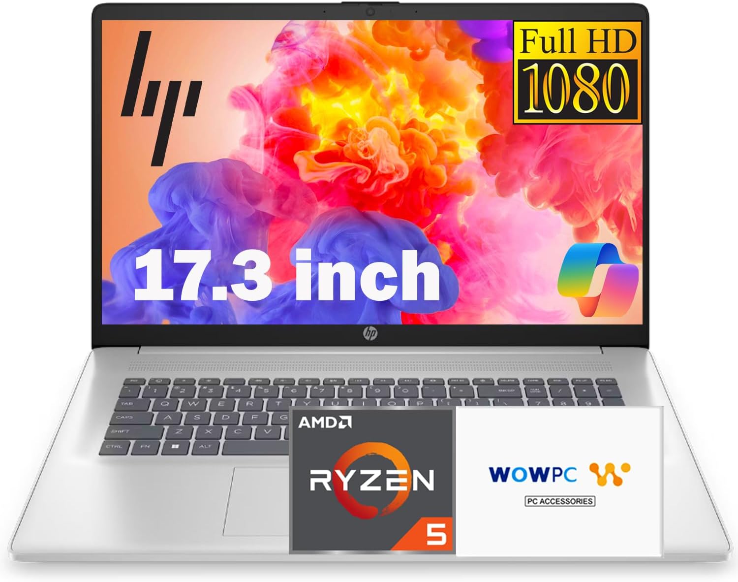 hp 17 Inch Business Laptop, 17.3'' FHD IPS Anti-Glare 1080P Display, AMD Ryzen 5 7430U (Beats Core i7-1355U), 64GB RAM, 2TB SSD, AMD Radeon Graphics, HDMI, Windows 11 Pro, Wi-Fi 6, WOWPC USB