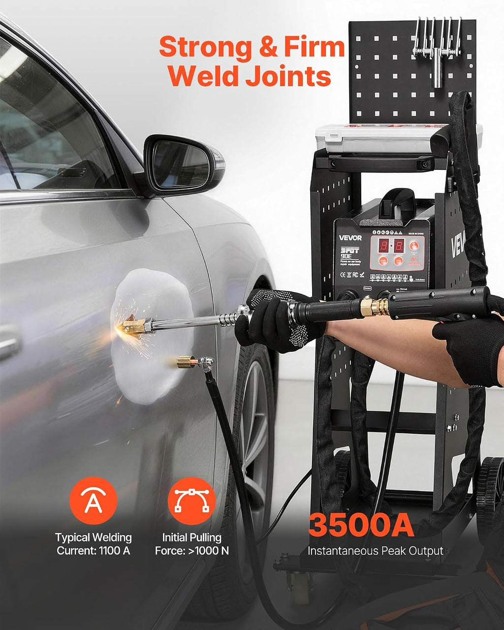 VEVOR Stud Welder Dent Repair Kit & Welding Cart, 3KW Spot Welder with 2 Welding Guns and 7 Modes, 110V Auto Body Spot Welding Dent Repair Machine for Steel Panel Repair