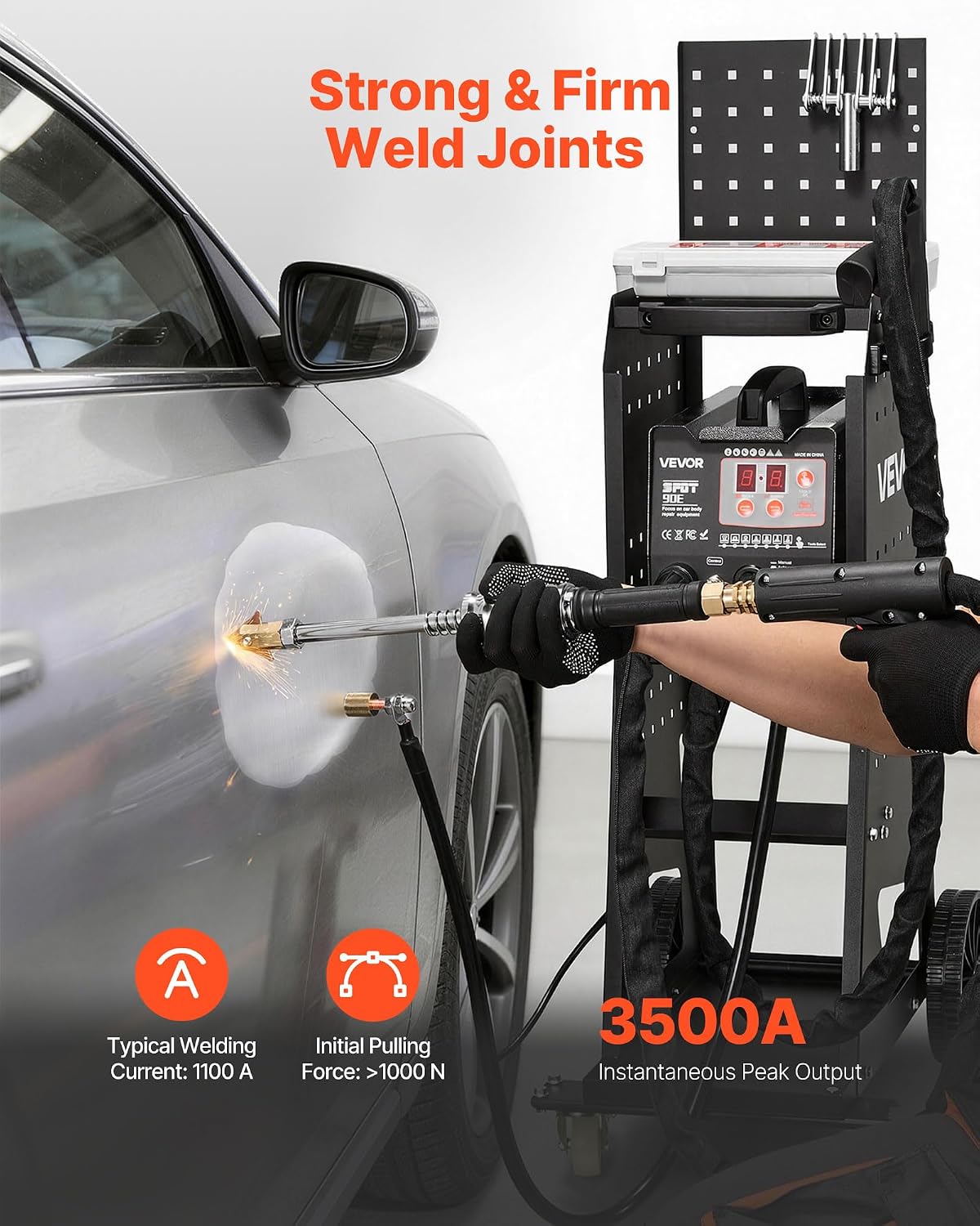 VEVOR Stud Welder Dent Repair Kit & Welding Cart, 3KW Spot Welder with 2 Welding Guns and 7 Modes, 110V Auto Body Spot Welding Dent Repair Machine for Steel Panel Repair