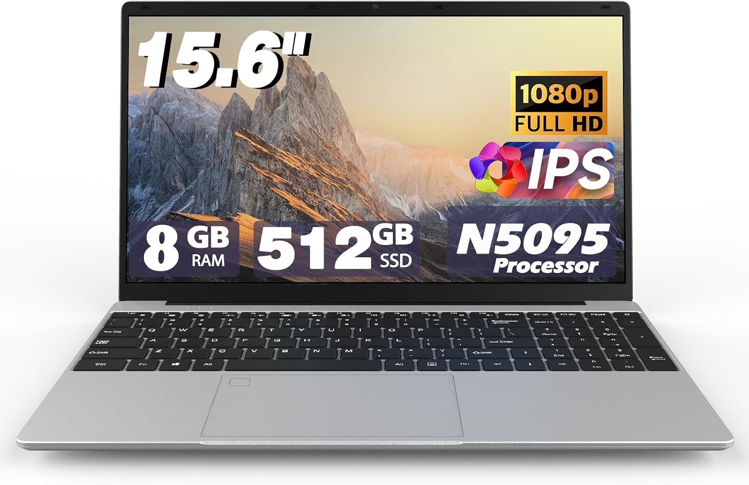 Laptop Computers,15.6' IPS 1080P Screen,N5095 Processor 4C 4T Up to 2.9Ghz 8GB RAM 512GB SSD, Laptops with Fingerprint Recognition Backlit Keyboard,WiFi,USB 3.0, Webcam, HDMI