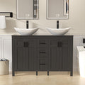 UEV 48' Bathroom Vanity with Sink Combo,Modern Freestanding Sink Cabinet with 3 Drawers,Stylish Bathroom Vanity Cabinet,Grooved Door,Metal Handles,Vessel Sink (Arch Rectangle, 48''Black)