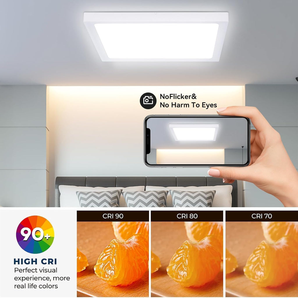 8Pack 12inch Square White 3200LM LED Flush Mount Ceiling Light,28W White 6000K Slim Surface Mount Ceiling Light Fixture for Kitchen Bedroom Living Room