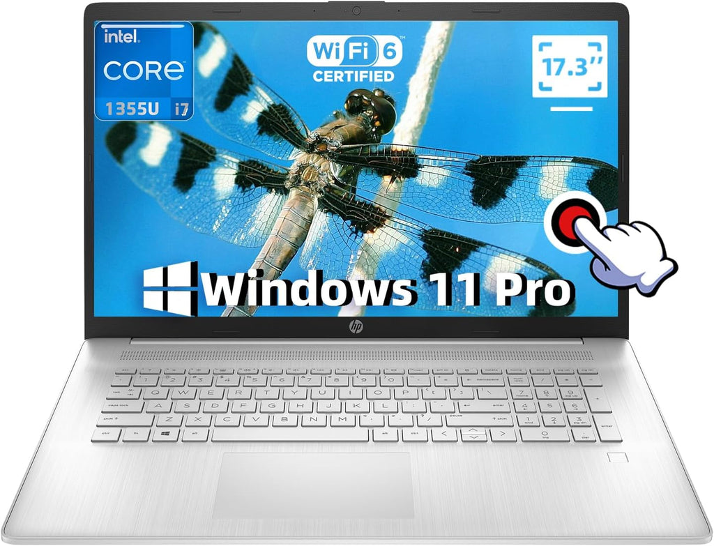 HP 17t Business Laptop, 17.3' HD+ BrightView Touchscreen, Intel i7-1355U(10 cores) Processor, Windows 11 pro, Wi-Fi 6, 32 GB RAM, 2TB SSD