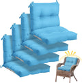 Geetery Outdoor Chair Cushions Set of 4 High Back Patio Furniture Replacement Seat Pads with Ties 42x21x4' for Lawn Porch Wicker Rocking Dining Chairs Weather Resistant Fade Resistant (Lake Blue)