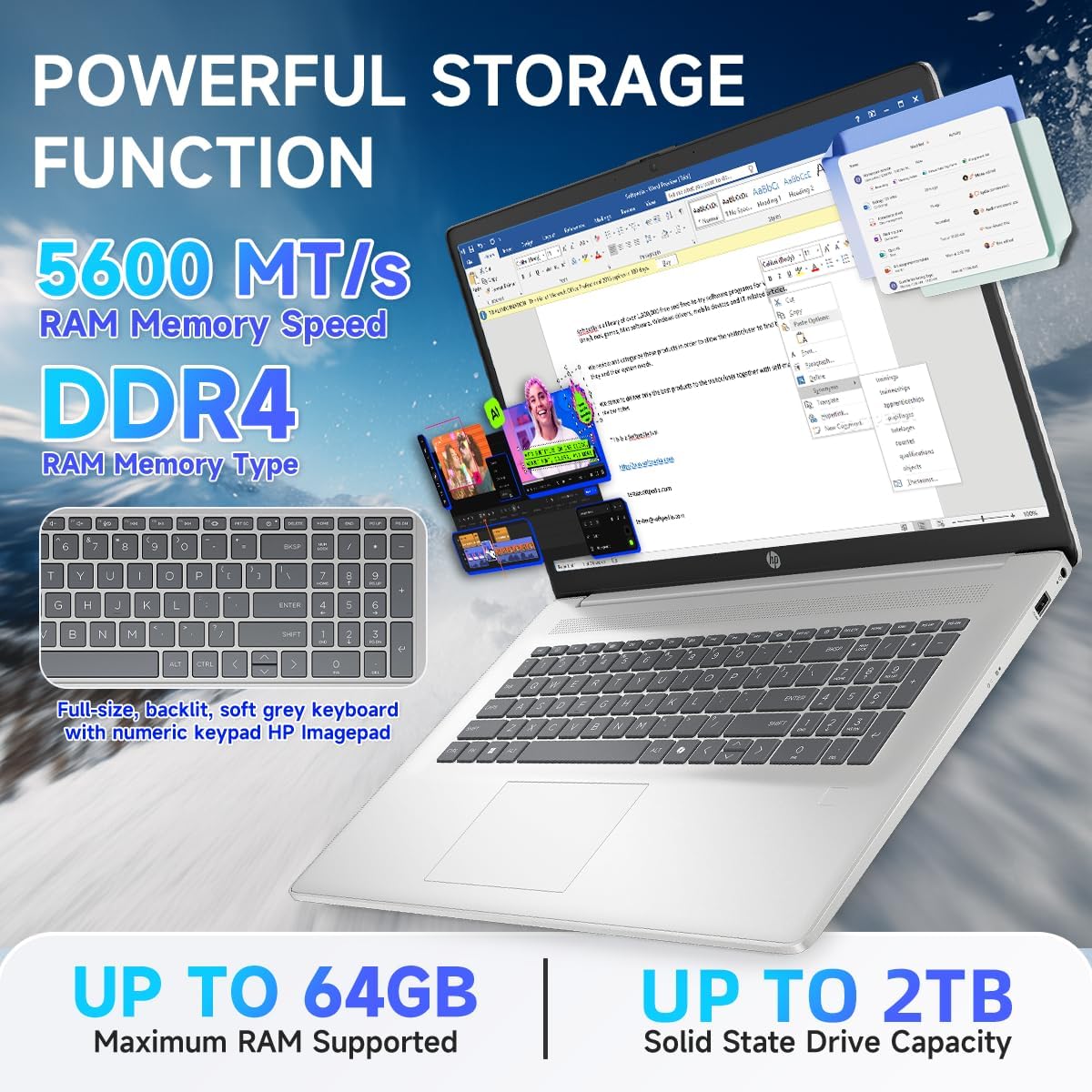 HP 17inch Touchscreen Business Laptop - Intel 12-Core Ultra 7 255U(up to 5.2 GHz), 64GB DDR5, 2TB SSD, Copilot AI, 12 NPU Tops, 17.3' Anti-Glare HD+, Backlit KB, Windows 11 Pro, w/Accessory