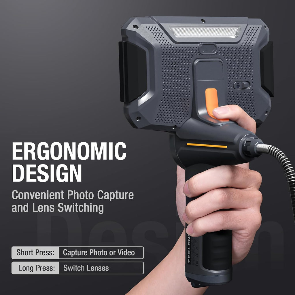 Teslong 4-Way Articulating Borescope with Dual Lens Endoscope, 1080P HD Steerable Mechanic Inspection Camera with with LED Light, See in Wall Automotive Engine Scope(0.24inch-5FT)