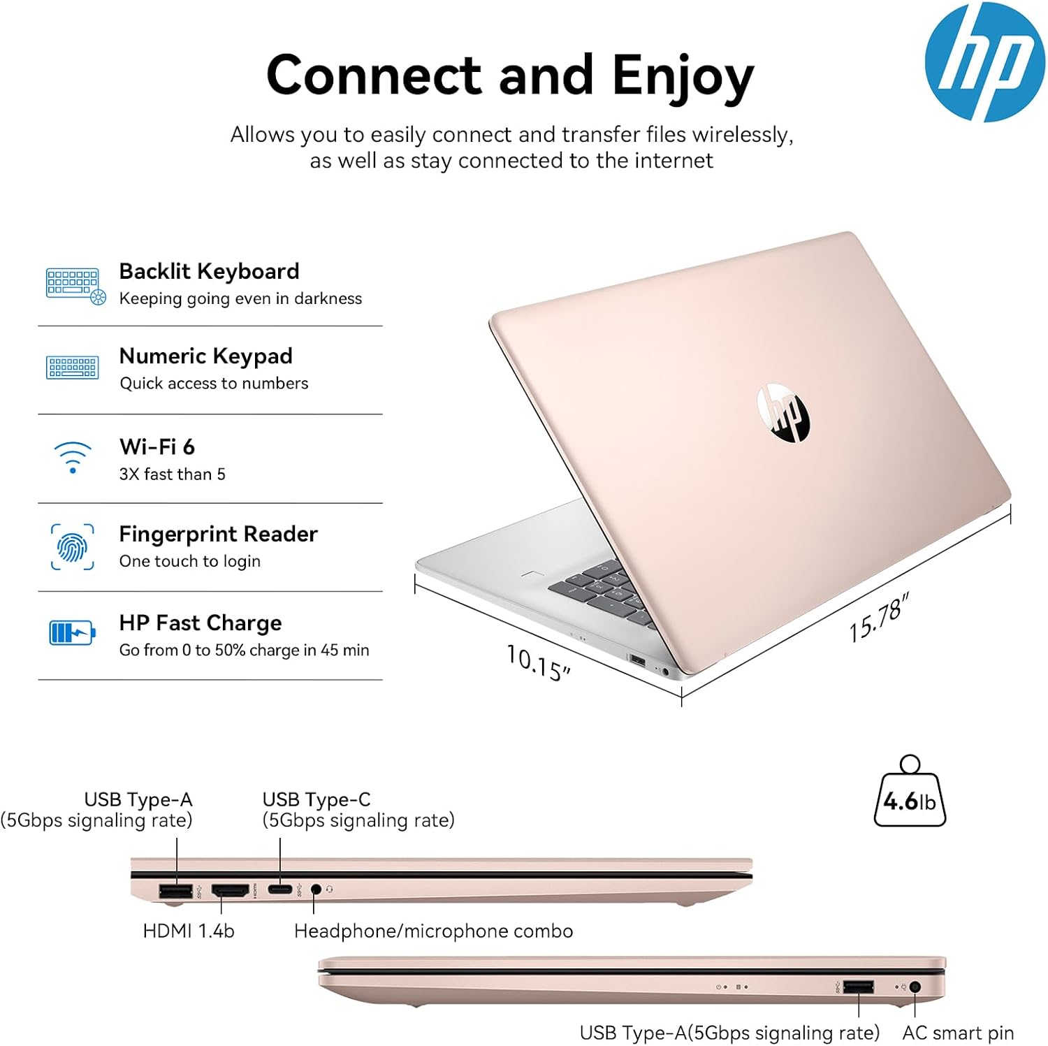 2026 HP 17 Inch Laptop Touchscreen Computer, 17.3' HD+ Touch Screen Business Laptop, 13th Gen Intel Core i7 (10-Core), Windows 11 Pro Copilot AI|Backlit Keyboard 10-Key|Rose Gold|32GB RAM 2TB SSD