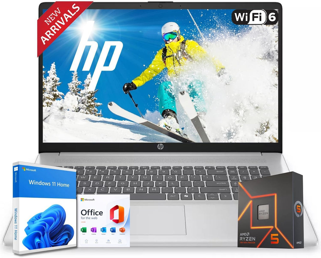 HP New Designed 17.3' FHD Business Laptop(2026/2027Edition), Powerful AMD Ryzen 5 7430U(Beats Core i7-1335U), 32GB RAM, 2TB PCIe, Wi-Fi 6, 14.5-Hour Battery Life, Windows 11 with MS 365 for Web