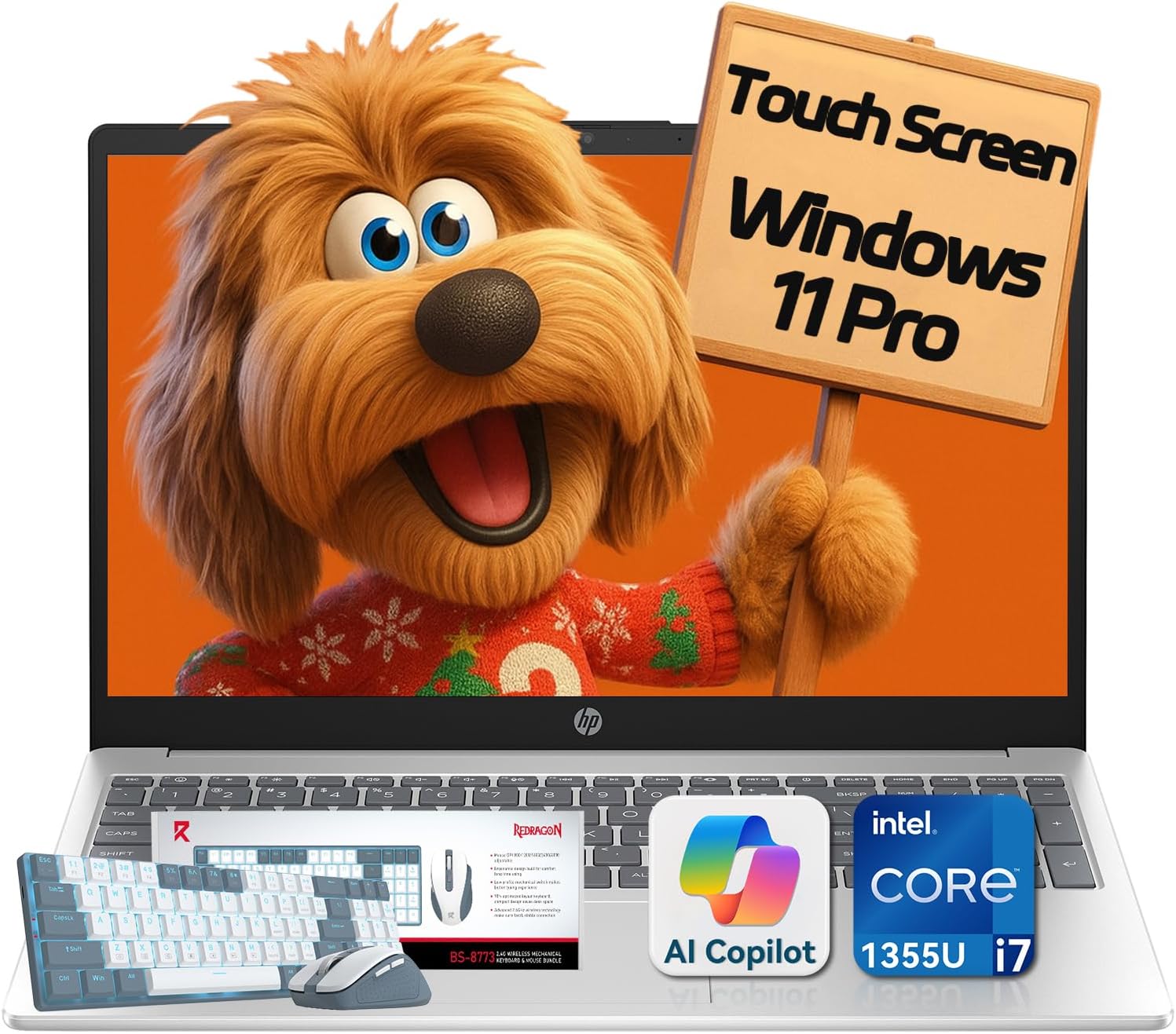 HP 15.6' Touchscreen Laptop, Intel Core i7-1355U (10-Core, Up to 5.0GHz), 32GB RAM 1TB SSD Windows 11 Pro, 15.6' FHD IPS, Copilot AI, Numeric Keyboard, Type-c, Patented KB Kit