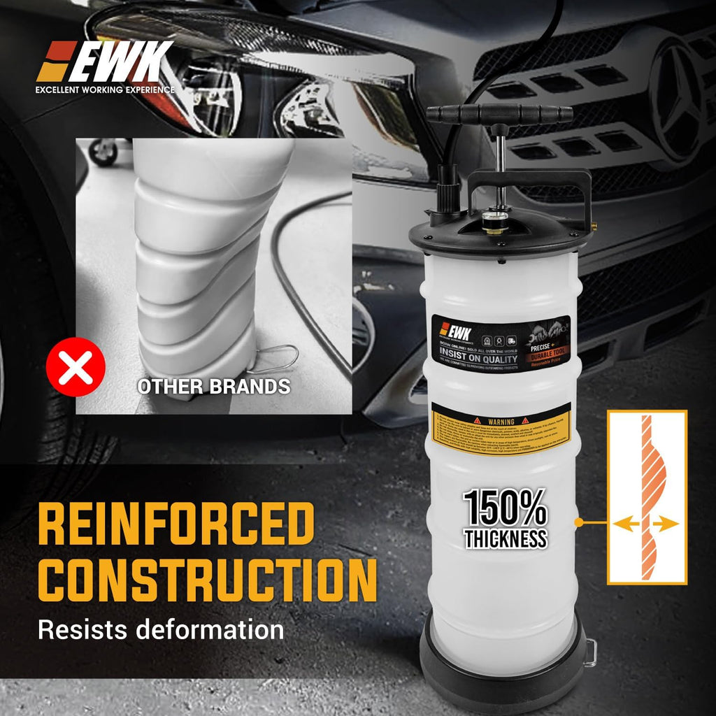 EWK 8L Heavy Duty Manual Oil Extractor Change Pump, Fluid Extractor with Reinforced Tank, Oil Change Pump for Auto Car, Boat, Motorcycle