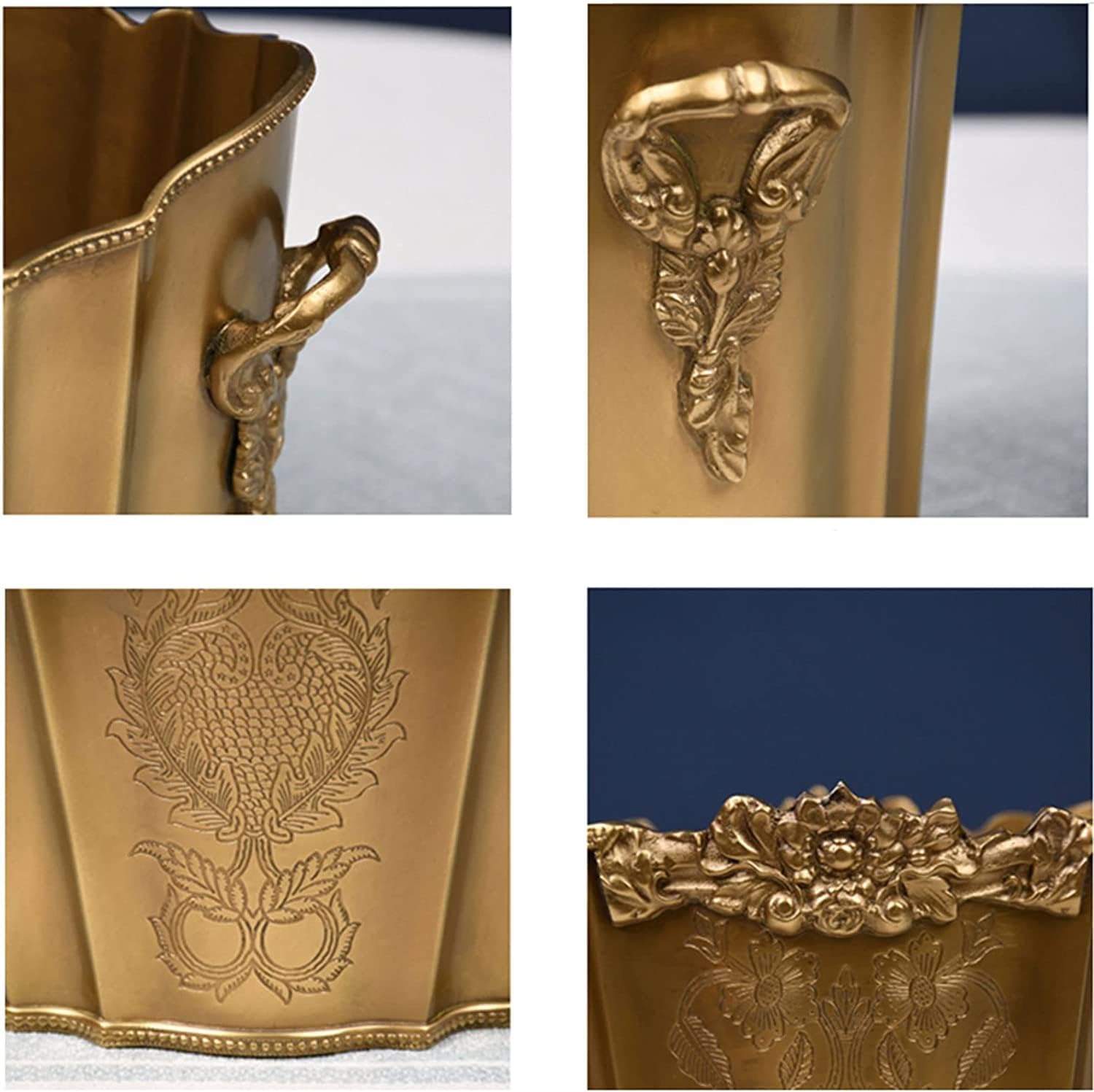 Ice Bucket Brass Ice Bucket Hand Carved Vintage Ice Bucket for Bar Champagne Red Wine Cooling Whiskey Barrel Beer Bucket for Kitchen (Color : Gold L)