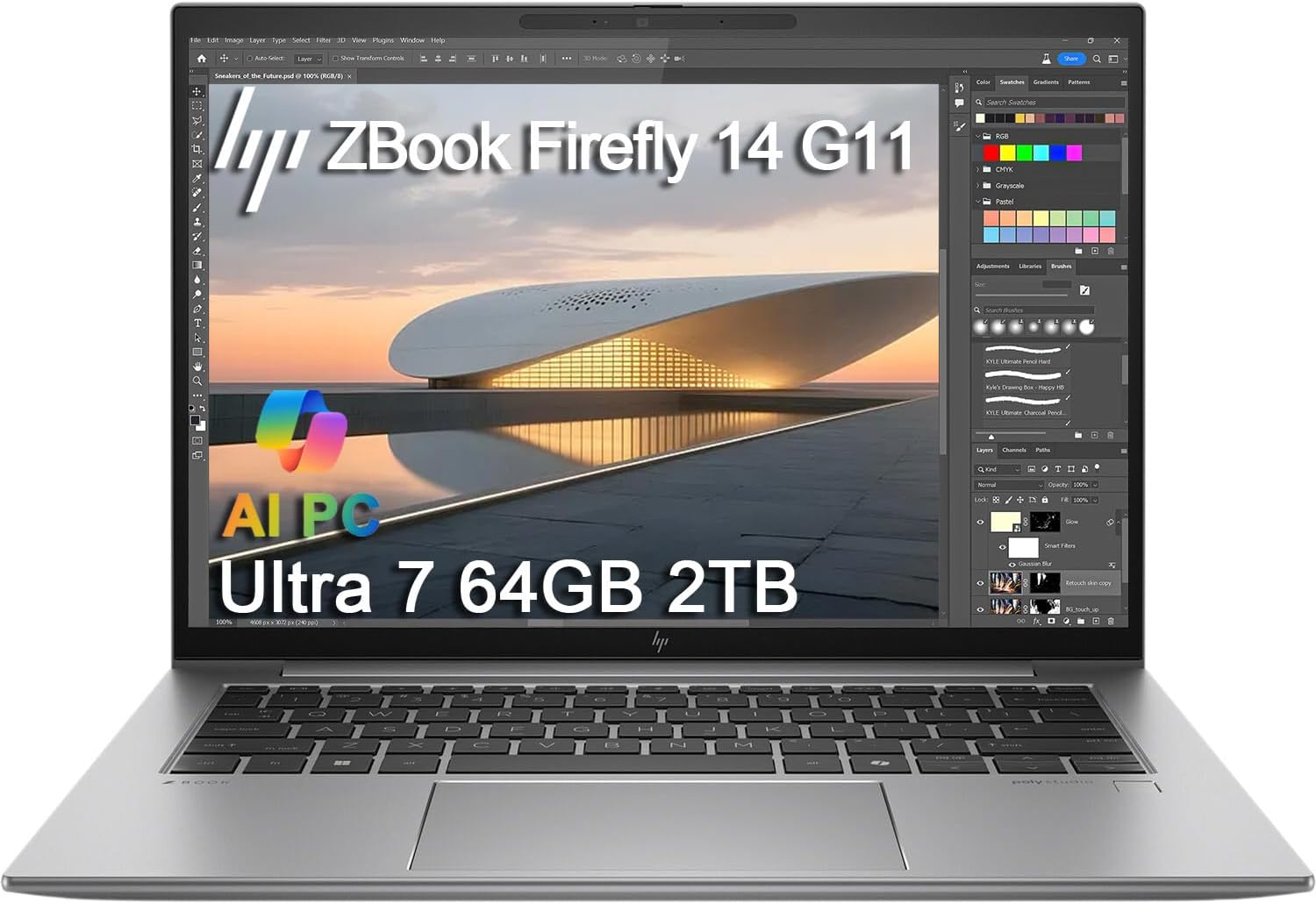 HP ZBook Firefly 14 G11 Mobile Workstation AI Laptop (14' FHD+, Intel Core Ultra 7 165U, 64GB DDR5, 2TB SSD) For Engineer, Designer, 5MP IR Webcam, Fingerprint, Backlit, 2x Thunderbolt 4, Win 11 Pro