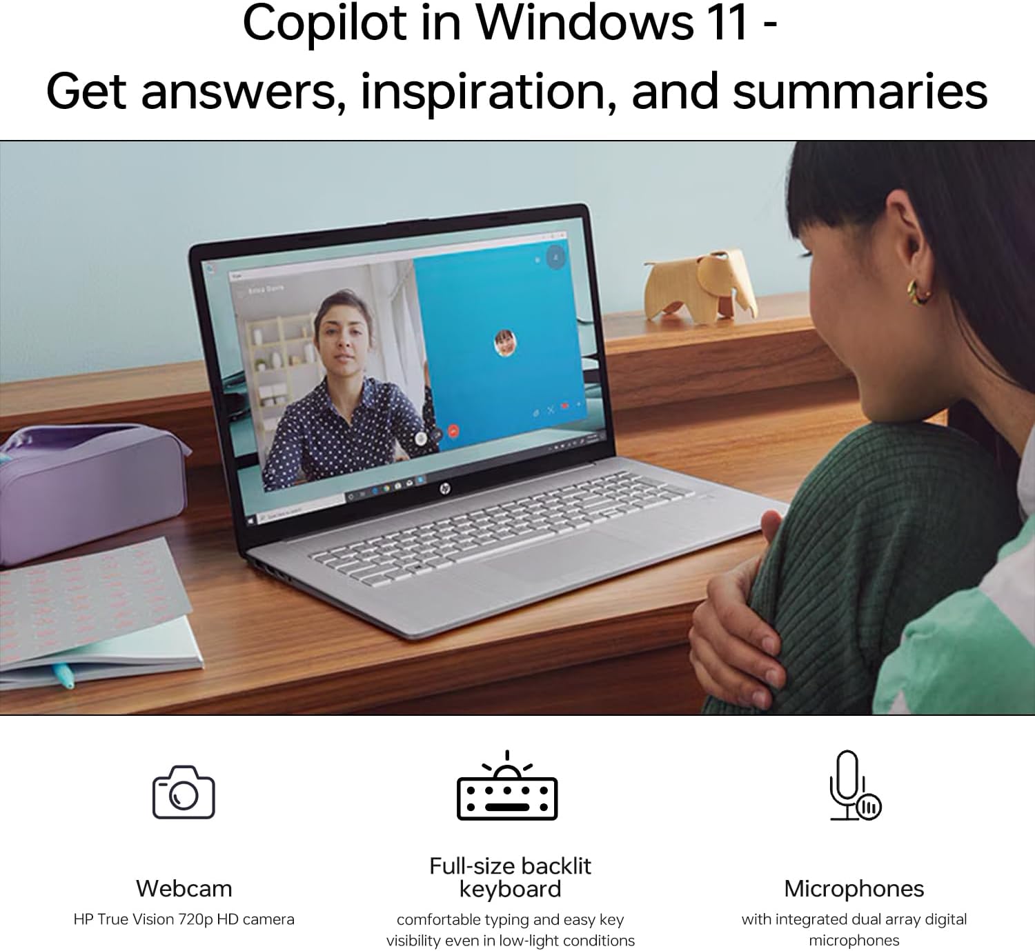 HP Essential 17 Laptop AI PC, 17.3' Touchscreen, Core i7-1355U (10 Cores, up to 5GHz Max Turbo), 16GB RAM, 1TB SSD, Backlit, FP Reader, Wi-Fi 6, Windows 11 Home, Silver, Bundle with PCO Laptop Cooler