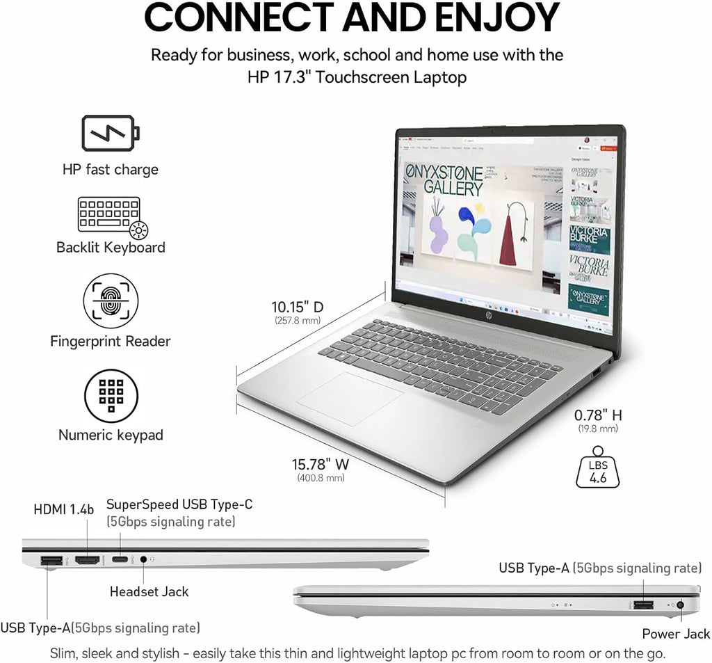 2026 HP 17 Inch Laptop Touchscreen Computer, 17.3' HD+ Touch Screen Business Laptop PC, 13th Gen Intel Core i7, Windows 11 Pro | Backlit Keyboard 10-Key | Fingerprint | Type-C | 32GB RAM 1TB SSD
