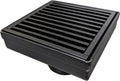 SereneDrains 304 Stainless Steel 4 Inch Square Matte Black Shower Drain Kit for Tile Floor Drain Grate Cover Hair Catcher Trap Strainer Filter (Matte Black, Linear Wedge Design)