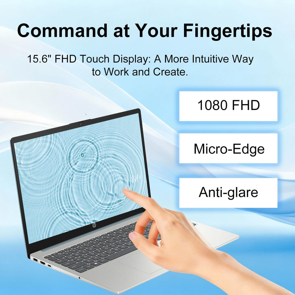 HP Pavilion 2025 Touchscreen Laptop Computer | Intel i3 High-Performance CPU | Thin & Portable | Up to 10H Long Battery Life | 16GB RAM | 256GB PCIe SSD | WOWPC USB | School, Business & Productivity